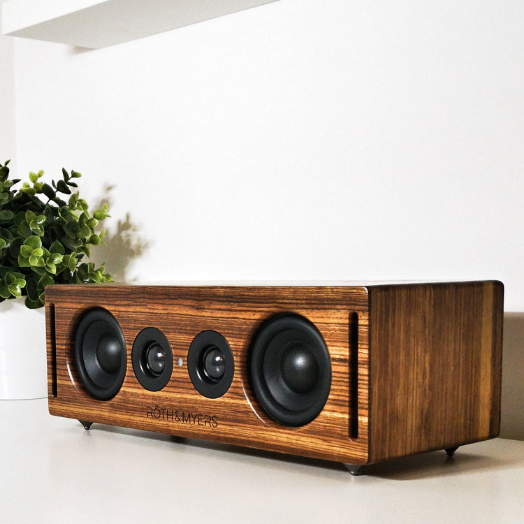 BOSK Altavoz HiFi - Wifi / Bluetooth. Diseño Único en Madera de Zebrano 100% Natural, Multiroom y Multichannel. Spotify, Airplay, DLNA, Óptica, 70W