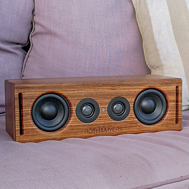 BOSK Altavoz HiFi - Wifi / Bluetooth. Diseño Único en Madera de Zebrano 100% Natural, Multiroom y Multichannel. Spotify, Airplay, DLNA, Óptica, 70W