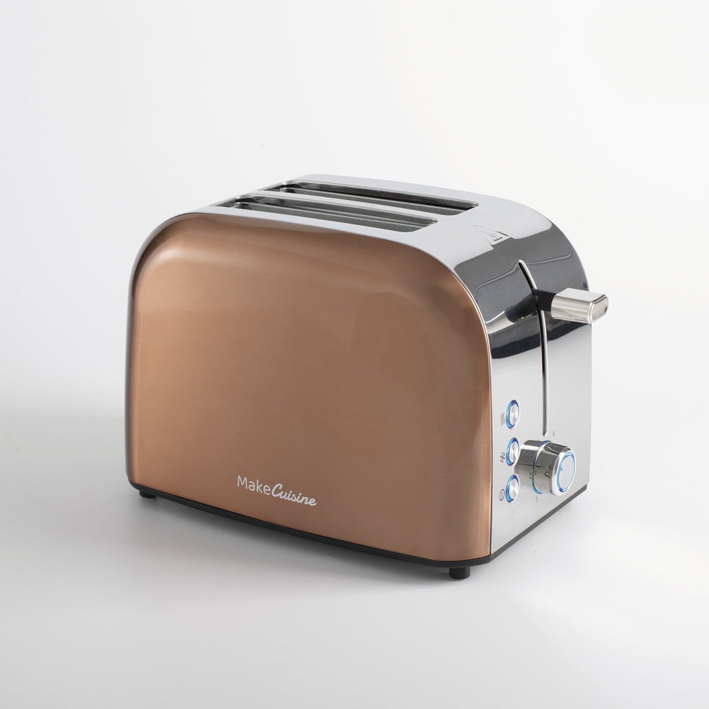 Tostador Retro con Diseño Vintage Color Copper Tech y Soft Cream. Cocina elegante. Tostador 900 W, 2 ranuras Anchas con accesorio para bollería. Ajuste de tostado. Funciones Descongelar Recalentar y Cancelar. Panel luces LED. Bandeja Recogemigas extraíble. Bolsa para Tostador Incluida