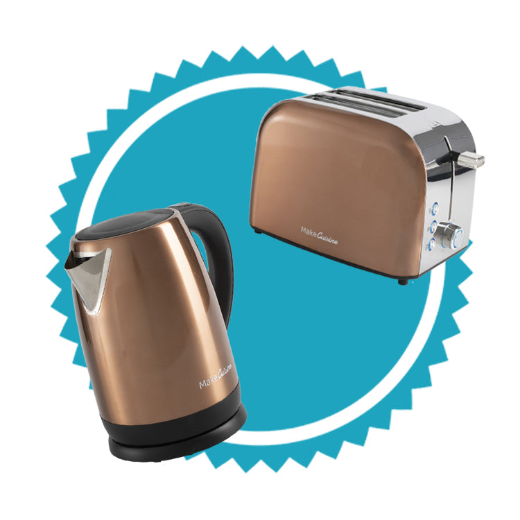 Tostador y Hervidor de agua Retro Diseño Vintage. Set Desayuno. Color Copper Tech y Soft Cream. Tostador 900 W y Hervidor 2200 W
