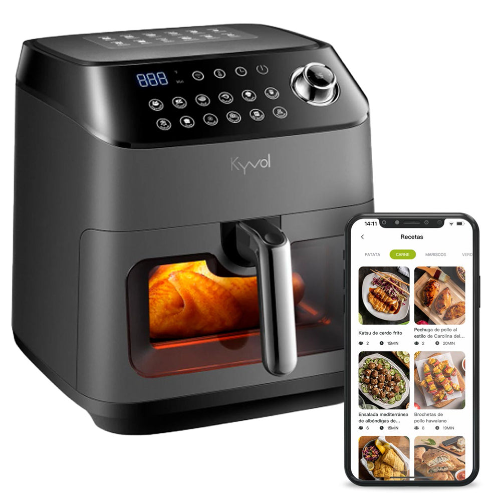 Airfryer WIFI. 1350W. Freidora de Aire sin Aceite. Horno de Aire Caliente con 12 Programas, Pantalla LED Táctil, freidora dietética de Aire Caliente sin aceite, Negro (5.68 litros)