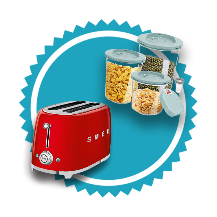 PACK Set de Recipientes al Vacío MakeCuisine y Tostador 4 Rebanadas SMEG