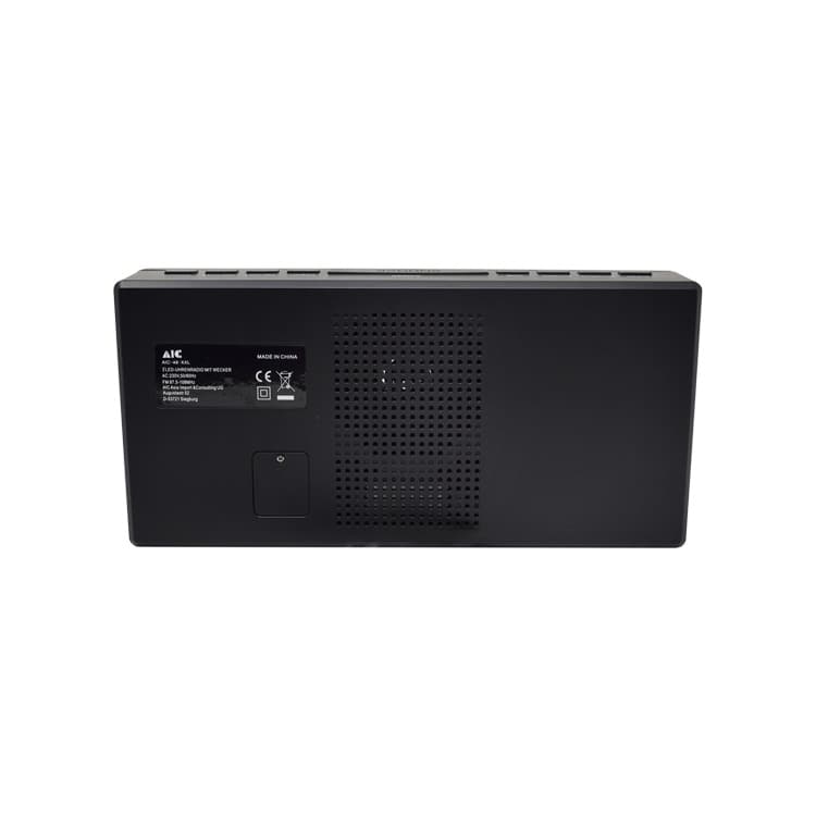 AIC - Radioreloj Despertador FM con gran pantalla LED blanca tamaño "Jumbo" de 24 x 11 cm, Alarma dual, Atenuador "dimmer" de 5 pasos, Función de repetición, Alarma de día de la semana. Mod. 48XXL