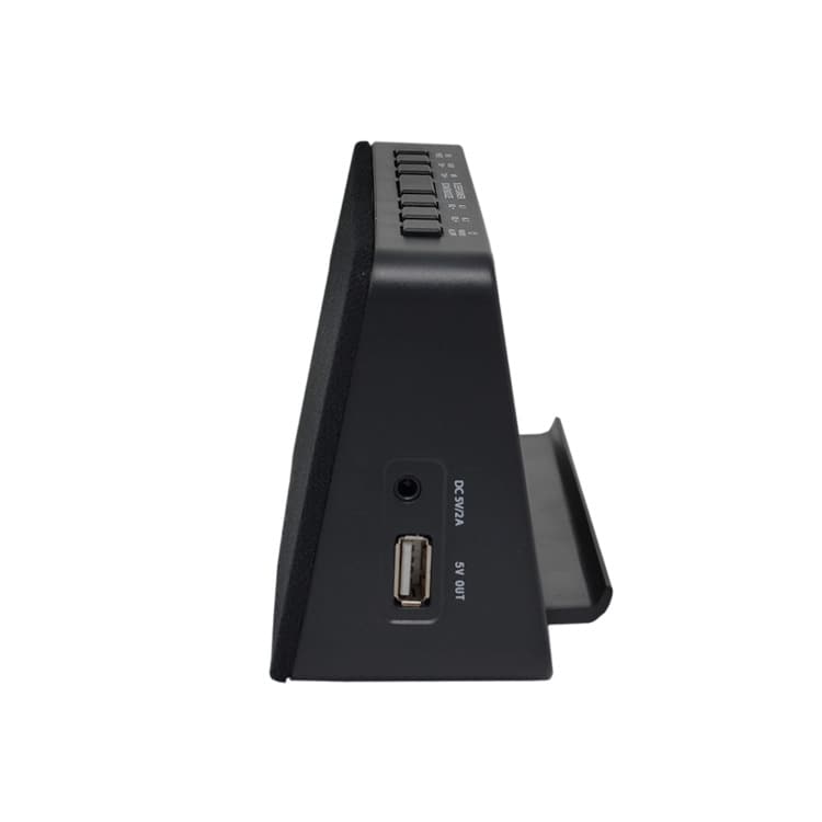 AIC - Radioreloj Despertador FM con Base de Carga inalámbrica QI para móviles, 10 Emisoras, Función de Alarma dual, Puerto de Carga USB, Atenuador "dimmer" de 3 pasos. Mod. WM3020i