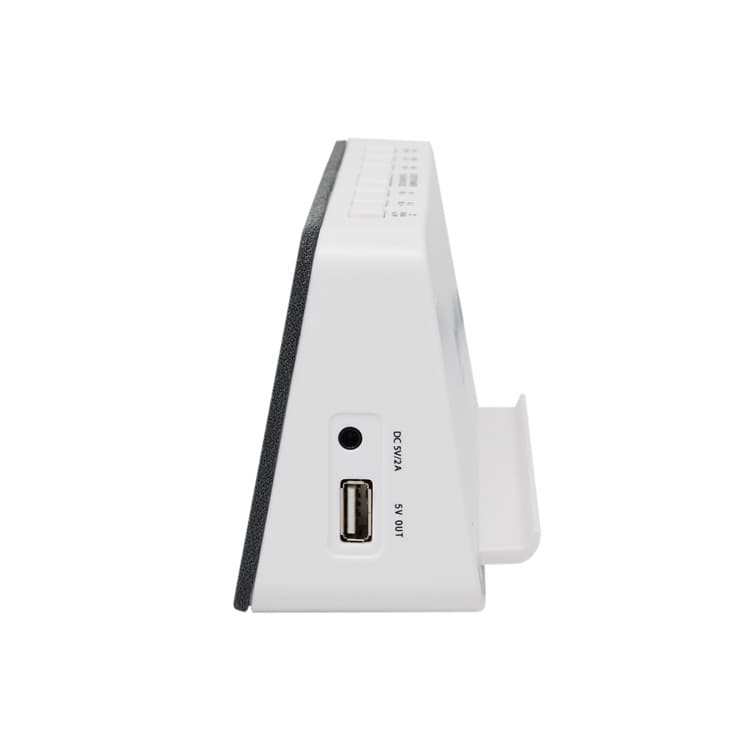 AIC - Radioreloj Despertador FM con Base de Carga inalámbrica QI para móviles, 10 Emisoras, Función de Alarma dual, Puerto de Carga USB, Atenuador "dimmer" de 3 pasos. Mod. WM3020i